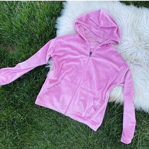 Zella Girl Pink Full Zip Velour Hoodie Jacket in size Medium 8-10